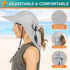 SUN CUBE Wide Brim Sun Hat with Neck Flap, UPF50+ Hiking Safari Fishing Hat for Men Women, Sun Protection Beach Hat