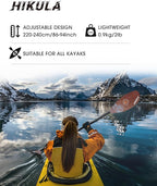 Adjustable Kayak Paddle with Carbon Shaft and PP Blade Available in 220-230/220-240/230-250cm Floating Lightweight Kayak Oars with Original Pattern