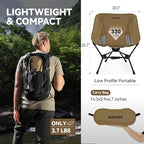 MARCHWAY Lightweight Folding Camping Chair with Spring Lock, Stable Compact Portable for Outdoor Camp, Travel, Beach, Picnic, Festival, Hiking, Backpacking (Lowback Khaki)