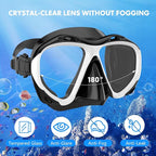 Snorkeling Gear for Adults Men Women, 3 in 1 Snorkel Set with Panoramic View Diving Mask Anti-Fog Anti-Leak, Snorkel Mask Dry Top Snorkel Fins for Swimming, Snorkeling and Travel Diving
