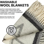 Cozy Wool Blanket | 100% Virgin Wool from New Zealand | Perfect Throw/Sofa Blanket with Fringes in Stripes Design (140 x 200 cm)