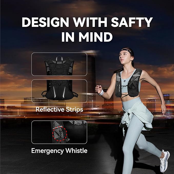 XBT Hydration Pack with 2L Water Bladder – Lightweight Running Vest for Men & Women – Adjustable, Breathable, Reflective Hydration Backpack for Hiking, Cycling, Trail Running,Marathon