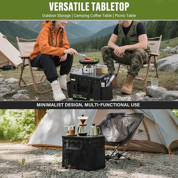 Alocs Folding Camping Table - Beach Table - 30L Tactical Bag with IGT Top Board for Outdoor, Camping Kitchen, Picnic, Travel