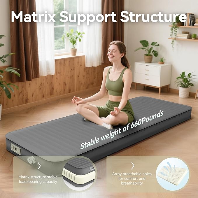 Self Inflating Camping Sleeping Pad, 4" Ultra-Thick Memory Foam Camping Air Mattress Pad with Built-in Electric Pump, 9.5 R-Value Insulated Sleeping Bag Mat Pads for Car Travel Tent Cot