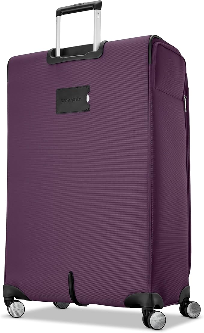 Samsonite 3-PC Soft-Sided 21/25/29” (Carry-On, Medium, Large Checked), Lightweight Expandable Element Luggage Set: 2 Front & Side Pocket, Four Spinner Wheels, Adjustable Handle, Durable- Purple