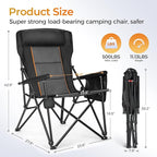 ALPHA CAMP Heavy Duty High Back Camping Chairs with Cup Holder Oversized Folding Chair Outdoor Chair with Headrest,Lawn with Side Pocket for Lawn, Sports and Fishing, 500lbs