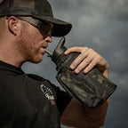 Iron Infidel Battle Bottle - 32 Oz Insulated Water Bottle with Straw Lid & Chug Cap, Stainless Steel Metal Tactical Flask With Rugged, Removable Sleeve for Keys & Phone or Wallet (Black Camo 1 Liter)