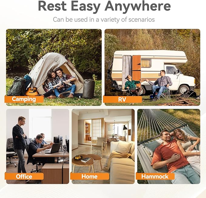 Camping Pillow with Memory Foam, Large Inflatable Portable Ultralight Pillow, Ergonomic for Neck Lumbar Support, Travel Air Pillows for Hiking/Hammock/Backpacking (Large)