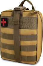 Survival First Aid Kit, MOLLE Medical Pouch Tactical First Aid Kit for Home, Car, Hiking, Travel, Camping, Khaki