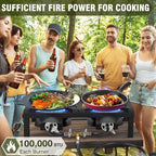 BESTFIRE High Pressure Double Propane Burner - Dual 150,000 BTU Commercial Outdoor Burner for Wok, Turkey Fryer, Seafood Boil - Heavy Duty Cast Iron with Adjustable Regulator Hose