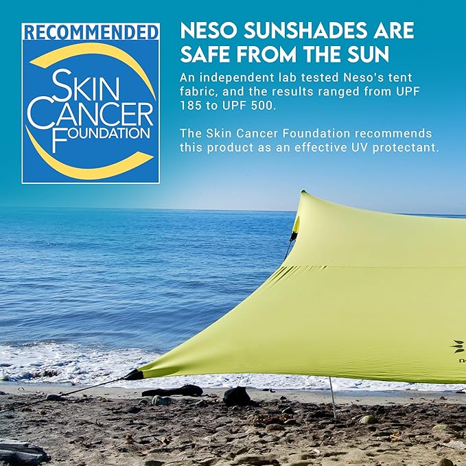 Neso Gigante - Portable Beach Tent - Ideal to Enjoy with Family and Friends - UPF 50+, Water-Resistant, and Lightweight - Lemon, 11' x 11'