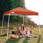 EAGLE PEAK 10x10 Slant Leg Pop-up Canopy Tent Easy One Person Setup Instant Outdoor Beach Canopy Folding Portable Sports Shelter 10x10 Base 8x8 Top (Brick Red)