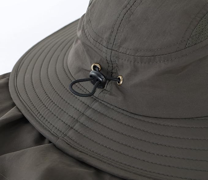 Home Prefer UPF 50+ Mens Wide Brim Fishing Hat with Neck Flap Sun Hat for Men Women Sun Protection Cap