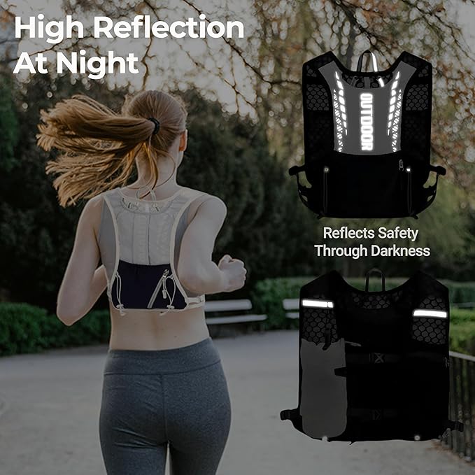 Hydration Running Vest with 1.5L Water Bladder for Hiking Backpack, Reflective Safety Vest for Men & Women, Lightweight Adjustable Marathon Gear for Trail Running