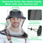 tupi Premium Mosquito Head Net Mesh, 1 Pack Bug Face Net for Fly & Mosquito Protection | Ultra Large & Long, Finest Holes for Camping, Hiking, Fishing, Gardening, Safari, Fits All Hats for Men & Women