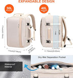 PIJUSHI Travel Backpack for Women Expandable Carry on Luggage Backpack Airline Approved Personal Item Laptop Bag(PE034 Beige)