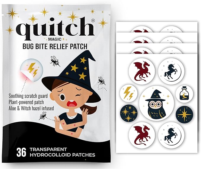 quitch Mosquito Bite Relief Magic Theme Patches, Bug Bite Anti Itch Cream Alternative for Kids and Baby, Insect Bite Relief, After Bite Relief, Travel Essential for Summer Camp, Cruise and Outdoors
