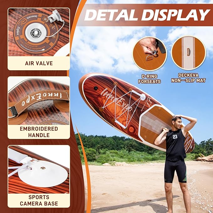 InnoExpo 11' Inflatable Stand Up Paddle Boards with Premium Accessories, Wide Stable SUP Paddle Board Design, Non-Slip Comfort Deck for Youth & Adults