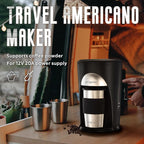 Portable Coffee Maker for Travel Camping Car, Ground Coffee Machine Single Serve with 10 oz Travel Mug for Traveling, RV, Office, Home and Dorm, 12V, Black