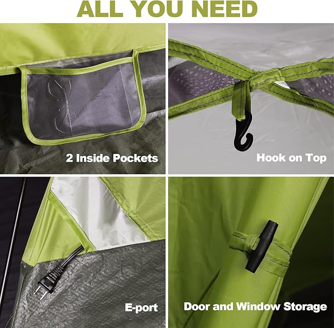 HAUSHOF 2/4-Person Family Dome Tent with Removable Rain-Fly, Easy Set Up Portable Camping Tent for Backpacking Hiking Backyard Outdoor, Green/Blue/2-person/4-person