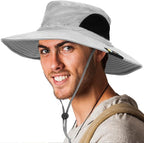 SUN CUBE Wide Brim Sun Hat Men Women, Fishing Hats Sun UV Protection, Mens Hiking Bucket Hat Safari Beach Boonie, UPF 50+