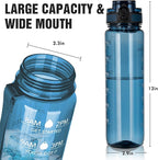 OLDLEY Water Bottle 32oz, Durable and Leakproof Water Bottles Motivational with Time Marker, Tritan, BPA Free, Wide Mouth, Gym, Travel, Home, School, Office, Midnight Blue (1 Bottle)