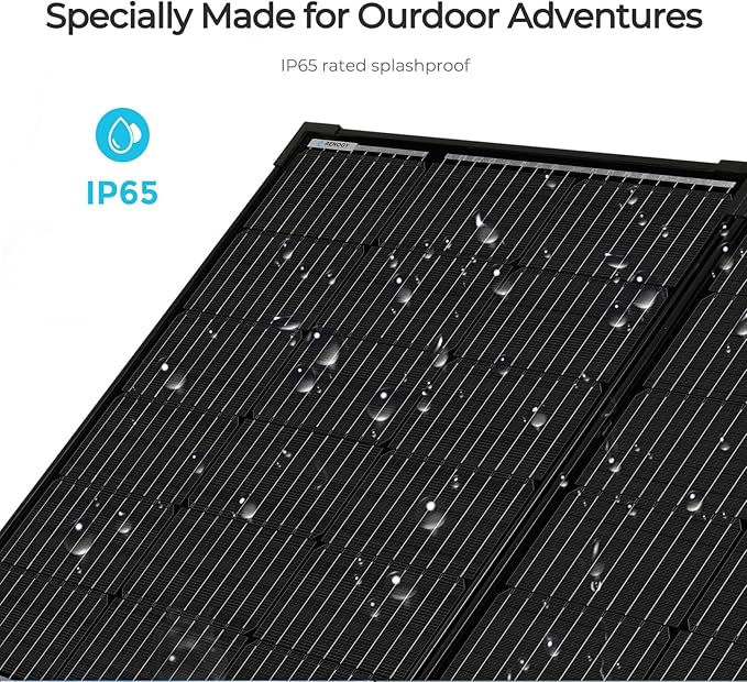 Renogy 100 Watt 12 Volt Portable Solar Panel with Waterproof 20A Charger Controller Foldable 100W Solar Suitcase with Adjustable Kickstand for Power Station, 100W Panel-20A Controller, Black