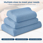 Travel Pillow Memory Foam Pillows, Ergonomic Wave Cervical Neck Pillow for Neck Pain Relief, Compressible Medium Firm Side Sleeper Pillow, Ideal for Camping, Office, Home & Bed (Blue, M)