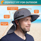 SUN CUBE Sun Hat for Men, Wide Brim Fishing Hat Neck Flap Cover Men, Women, Hiking, Camping, Sun Protection UV, Gardening