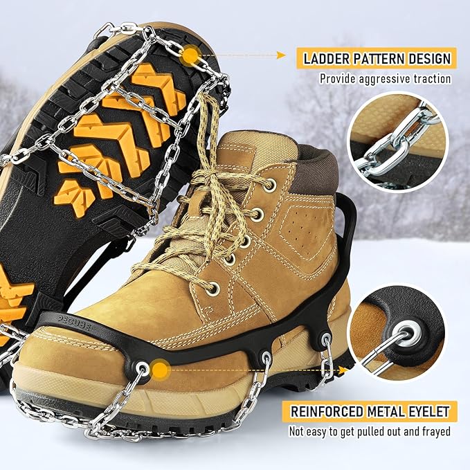 Ice Cleats for Shoes and Boots Traction Cleats Men Women Boot Chains Crampons for Anti Slip Outdoor Shoveling Hiking Walking on Snow and Ice