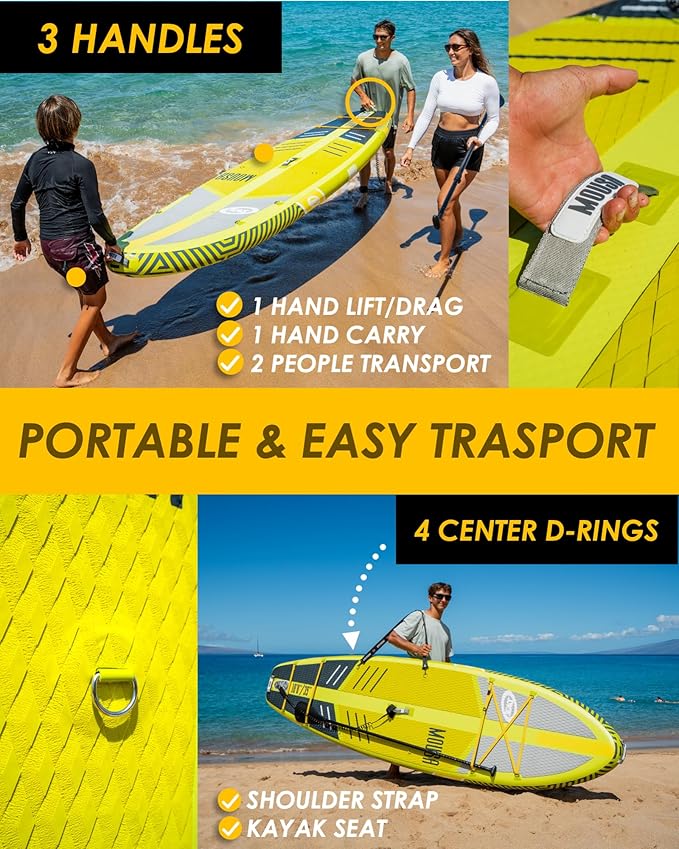 MOUSA 10‘8/11'×35" Extra Wide Inflatable Stand Up Paddle Board, Stable Paddleboard SUP for 2 People/Family, Anti-Slip Full EVA Deck, 3 Handles, 100L Backpack, All-Round Sup Board, Big Fin