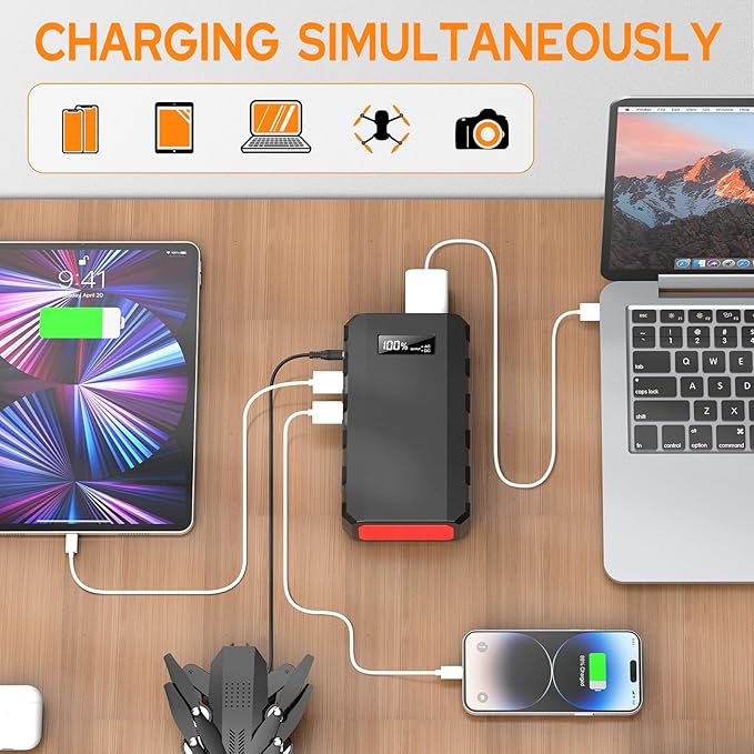 powkey 88Wh Portable Power Station 24000mAh Camping Solar Generator(Solar Panel Not Included) Lithium Battery Power 110V/65W AC, DC, USB QC3.0 for Home Camping Emergency Backup Black