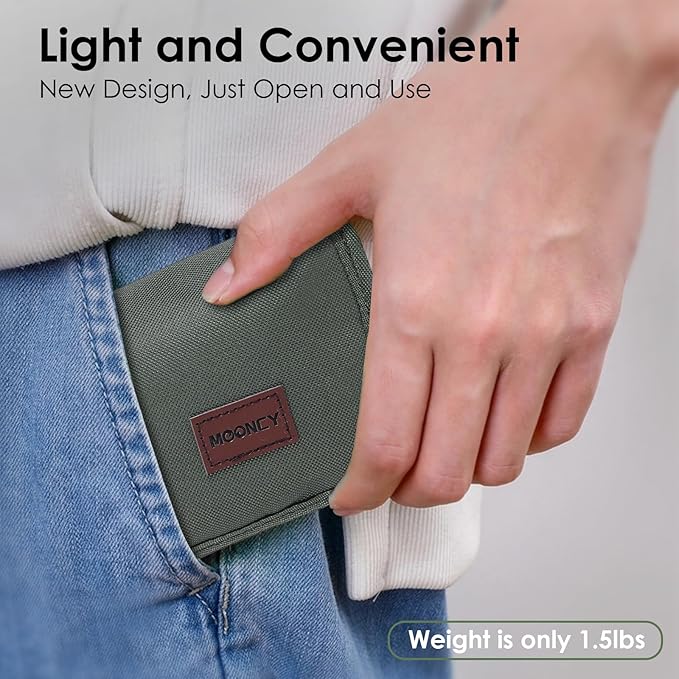 MOONCY Portable Stool, 13 Inch Small Folding Stool for Adults, Ultralight Green Camping Stools for Hiking and Fishing, Hold Up to 265 LBS