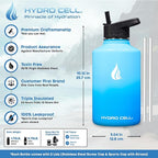 HYDRO CELL Stainless Steel Insulated Water Bottle with Straw - For Cold & Hot Drinks - Metal Vacuum Flask with Screw Cap and Modern Leakproof Sport Thermos for Adults (Sky/Blue 64oz)