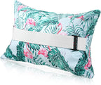 Inflatable Beach Pillow with Removable Cover Outdoor Pool Pillow Beach Chair Pillows for Sand Inflatable Camping Pillow for Travel Vacations, Tropical Flamingo