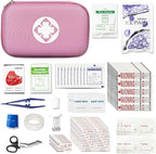 276PCS Small Travel First Aid Kit Supplies for Business, First Aid Emergency Set Backpacking Essentials Items Trauma Survival Kits for Outdoor Adventure, Pink AMORNING