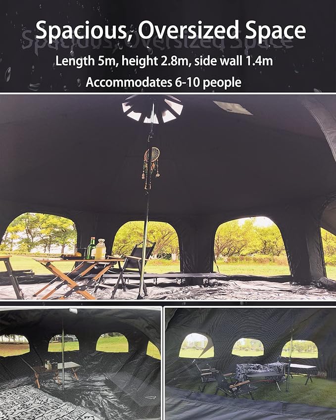 Cotton Canvas Tent Bell - Yurts Breathable and Windproof,Glamping for 6/8/10Person Family Camping