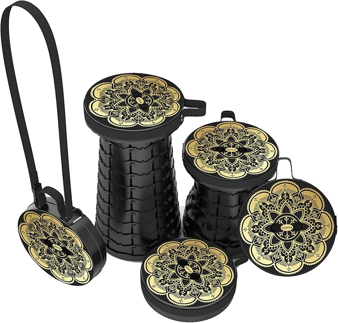 ALEVMOOM Upgraded Portable Collapsible Folding Stool Retractable Telescoping Stool for Adults Sturdy Capacity 440lbs Camping Chair for Outdoor Hiking Garden BBQ