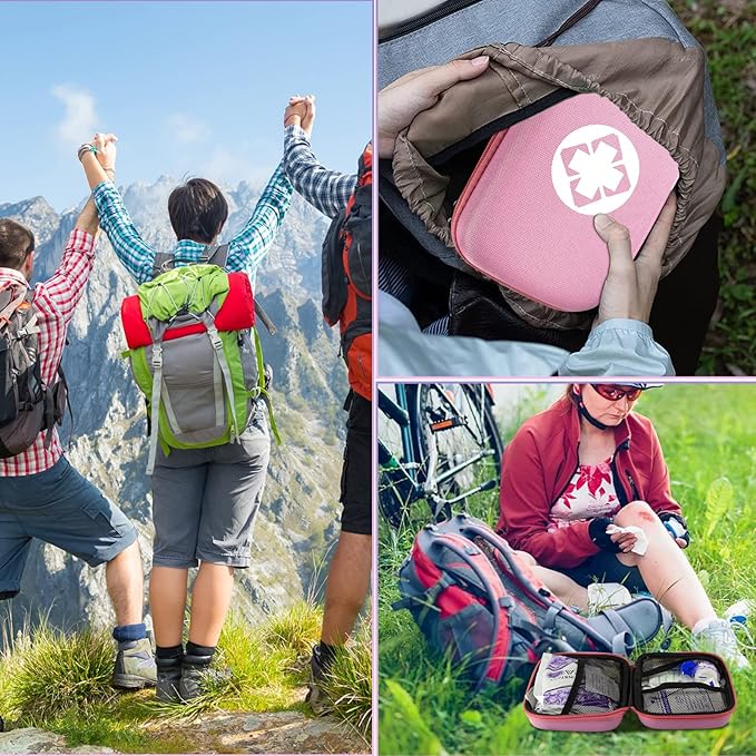 Car-Home Survival First-Aid Kit Emergency-Kit - Pink 273Piece Equipment Travel Supplies First Aid Set Home Essentials Camping Hiking YIDERBO