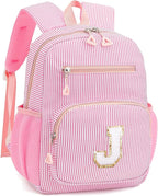 Mini Toddler Backpack for Girls 2-4, Cute Personalized Preschool Kindergarten Backpack for Kids Birthday Gifts (Pink J)