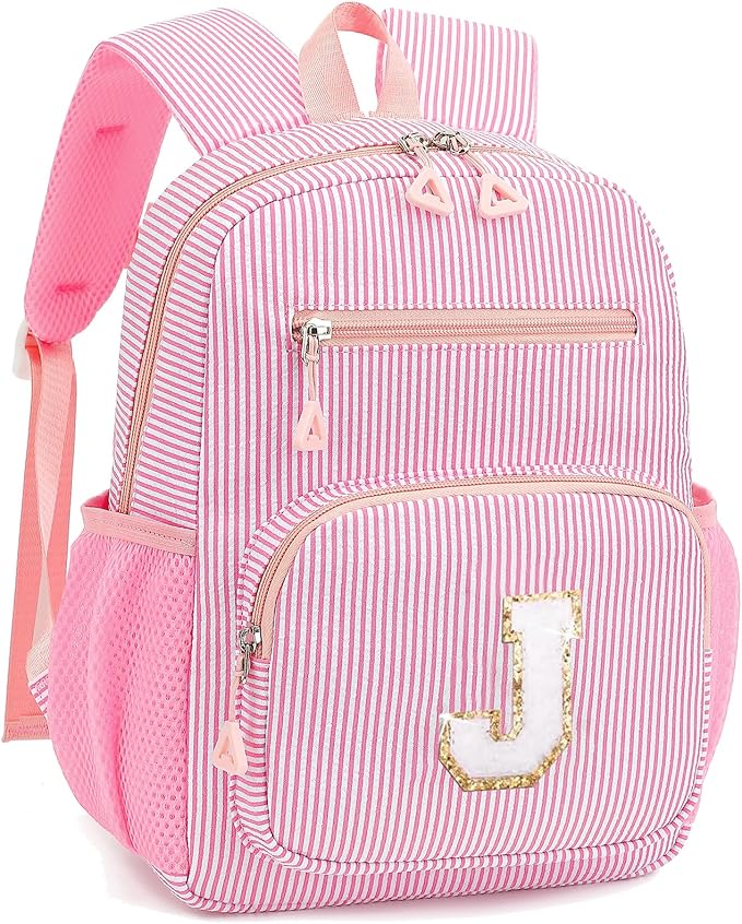 Mini Toddler Backpack for Girls 2-4, Cute Personalized Preschool Kindergarten Backpack for Kids Birthday Gifts (Pink J)