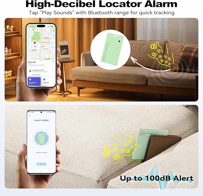 Dual Platform(Both iOS&Android) Rechargeable Air Tags Wallet Tracker Card, Smart Wallet Finder, Compatible with Apple Find My & Google's Find Hub, Item Locator, Wireless Charging (Green-1 Piece)