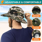 SUN CUBE Wide Brim Sun Hat Men Women, Fishing Hats Sun UV Protection, Mens Hiking Bucket Hat Safari Beach Boonie, UPF 50+