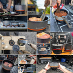 Nomad Cooking System, Electric Camping Stove 200-1000W with Pan & Pot, 120V Portable Outdoor Cooking Gear Set, Windproof Cookware for RV, EV, Overland, Vanlife, Car Camping