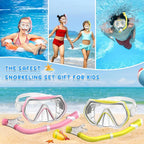 Snorkeling Gear for Kids, Kids Snorkel Set for Ages 6-14, Dry Top Snorkel, Mask Set Kid Swimming Goggles Diving Mask Combo Set Anti-Fog Panoramic View Scuba Packages