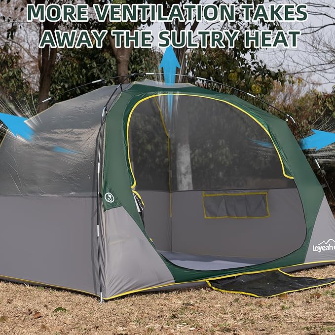 4 Person Blackout Camping Tent, Easy Setup Waterproof Family Dome Tent for Camping with Rainfly, Portable Double Layer Large Family Tent for Outdoor Camping&Hiking