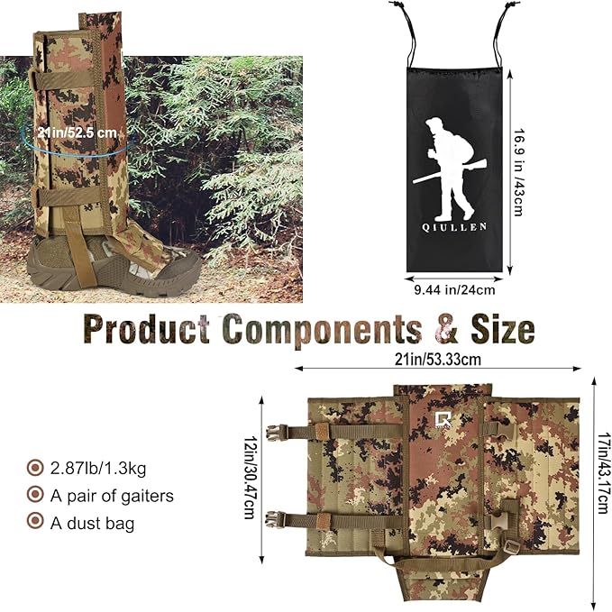 Snake Guards Snake Bite Protection for Lower Legs Snake Gaiters Leggings Fit for Men & Women Waterproof Snake Guards for Legs Snake Bite Protection for Hunting Hiking Thorns Branches Hard Rocks