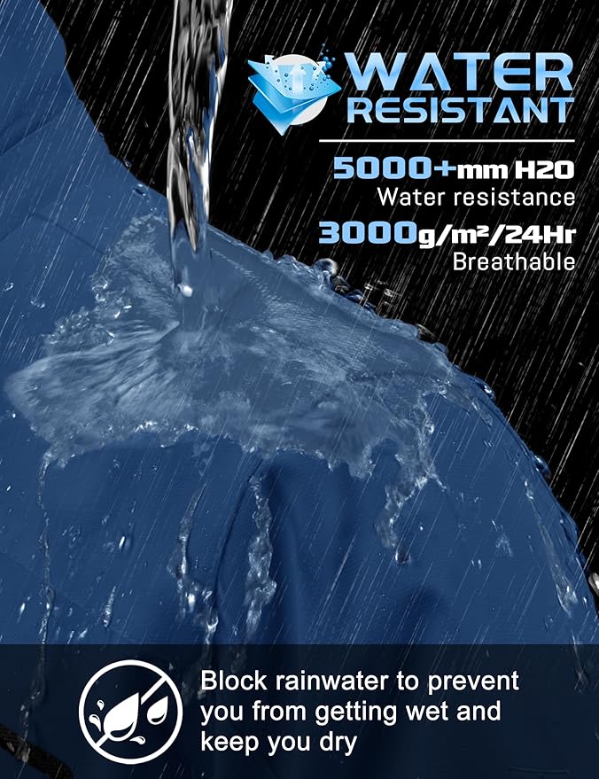 TACVASEN Men's Rain Jacket Lightweight Windbreaker with Hooded Water Resistant Outdoor Raincoat for Hiking Travel Camping