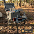 Folding Camping Table, Portable Lightweight Beach Tables for Sand Foldable, Aluminum Roll-up Folding Square Table for Outdoor Camping, Picnic, Card, Travel (Black)