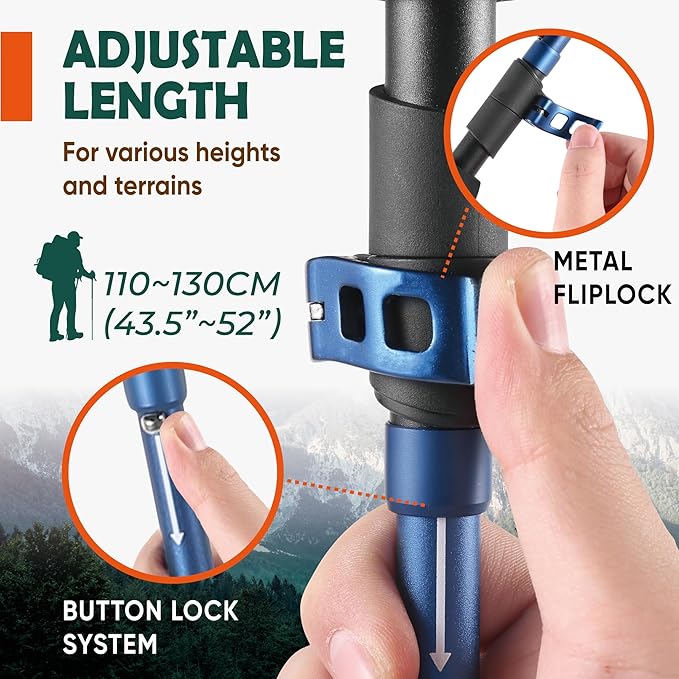 TREKOLOGY Trek-Z Cork Grip Trekking Poles – Lightweight Folding Hiking Poles, Adjustable Height, Compact Travel Design, Aircraft-Grade Aluminum Walking Sticks for Men & Women